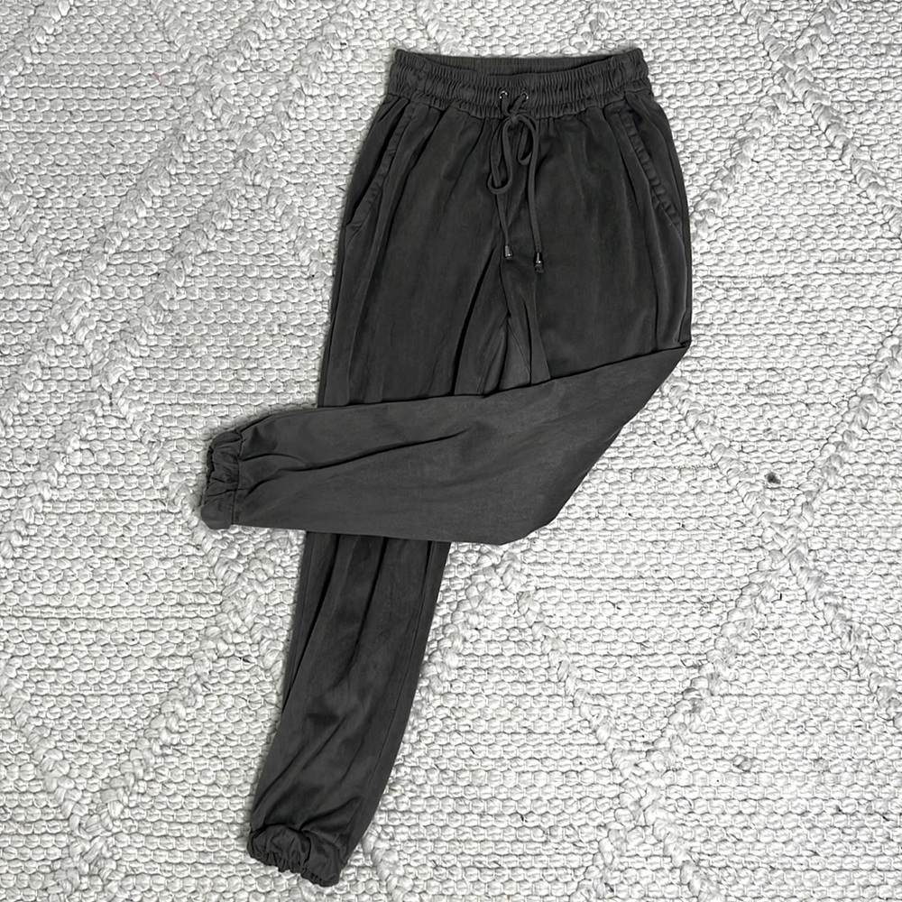 Luxe Suede Draw-String Waist Joggers